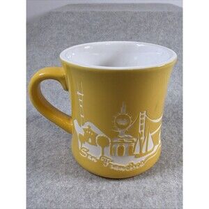 SF Mercantile San Francisco Mug Golden Gate Bridge Laser Cutout Orange/White